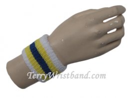 White yellow blue yellow white youth cheap terry wristband