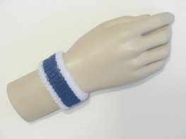 White cerulean blue white cheap kids terry wristband