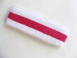 White Hot Pink White Stripe Terry Head Band