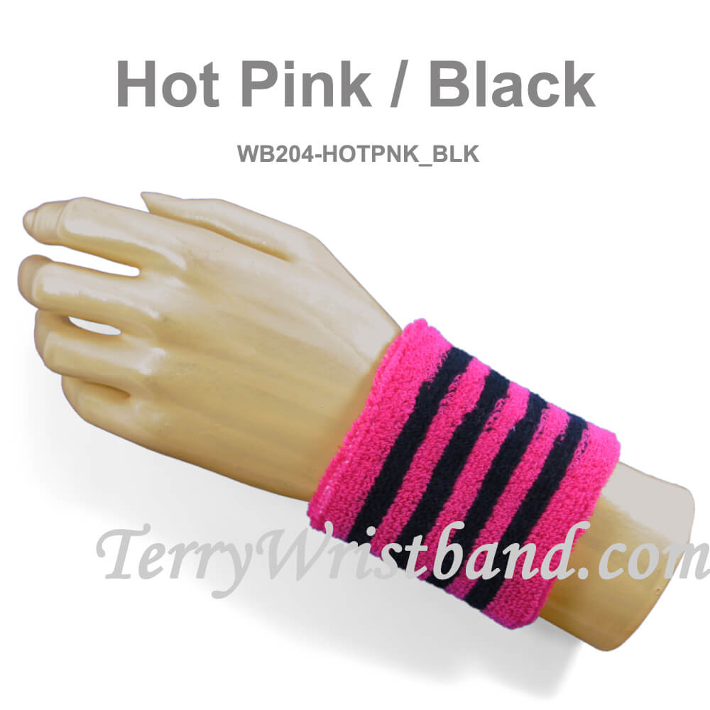 Fun 2 Color Sport Striped Wristband Sweatband - Click Image to Close
