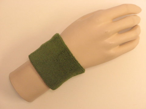 Army green youth wristband sweatband terry for sports - Click Image to Close
