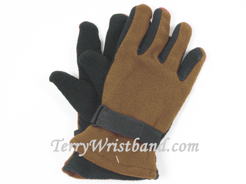 Beige Winter Fleece Glove with adjustable strap - Click Image to Close