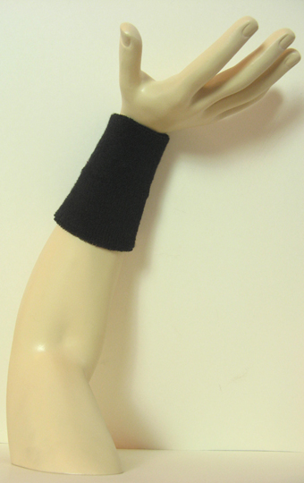 black 6 inch long wristband sweatband - Click Image to Close