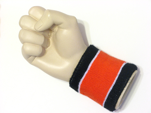 Black dark orange black 2color wristband sweatband - Click Image to Close