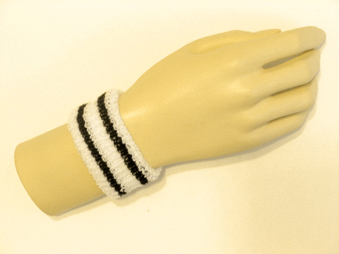 Black stripes in white cheap kids terry wristband - Click Image to Close