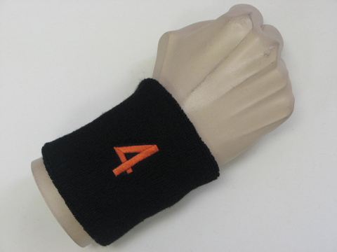 Black wristband sweatband with number 4 four - Click Image to Close