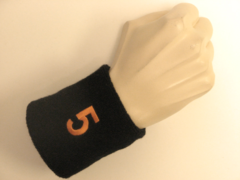 Black wristband sweatband with number 5 five - Click Image to Close