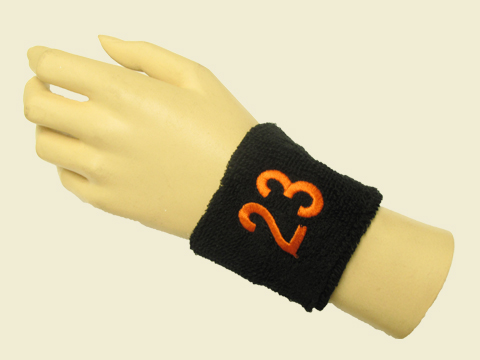 Black youth wristband sweatband with number 23 Twenty-three