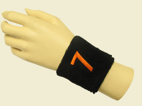 Black youth wristband sweatband with number 7 Seven - Click Image to Close