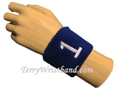 Blue with White Number 1 youth Sport wristband - Click Image to Close