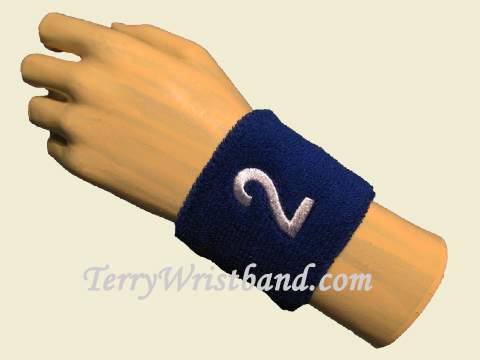 Blue with White Number 2 youth Sport wristband - Click Image to Close