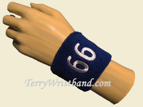 Blue with White Number 66 youth Sport wristband