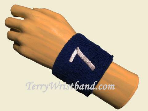 Blue with White Number 7 youth Sport wristband - Click Image to Close
