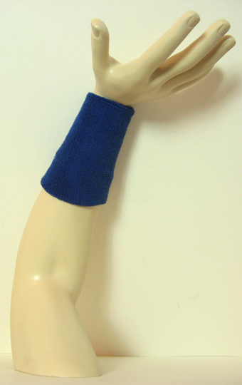 blue 6 inch long wristband sweatband - Click Image to Close