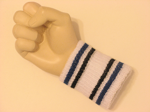 Blue black striped white cheap terry wristband - Click Image to Close
