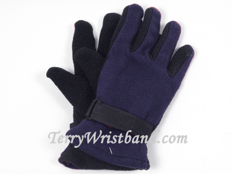 Blue Winter Fleece Glove with adjustable strap - Click Image to Close