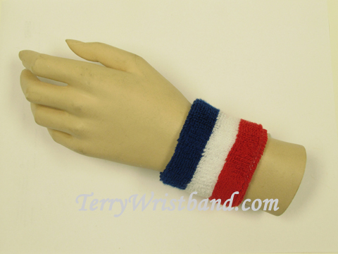 Blue White Red 2.5 inch/ youth Sweat Wristband for Sports