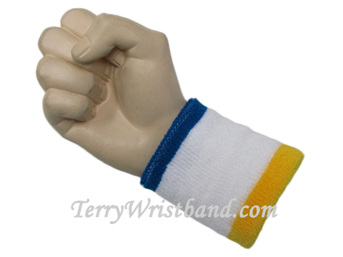 Blue white yellow cheap terry wristband sweatband