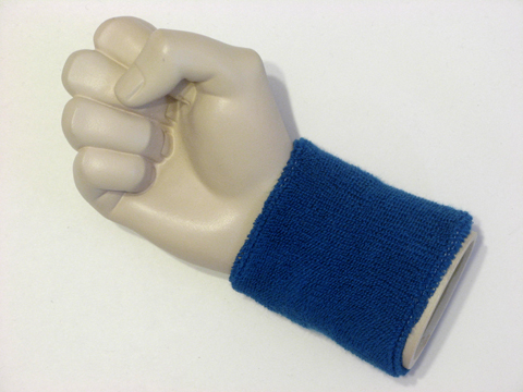 Blue wristband sweatband for sports - Click Image to Close