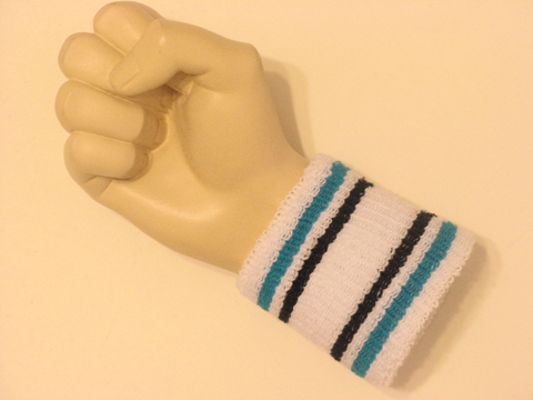 Bright blue navy striped white cheap terry wristband - Click Image to Close