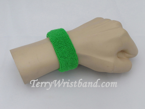 Bright Green 1inch thin terry wristband - Click Image to Close