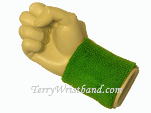 Bright green wristband sweatband for sports - Click Image to Close