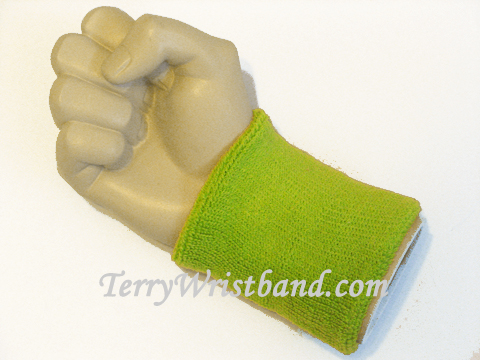 Bright Lime Green Sports Terry Wristband Sweatband for Sports - Click Image to Close