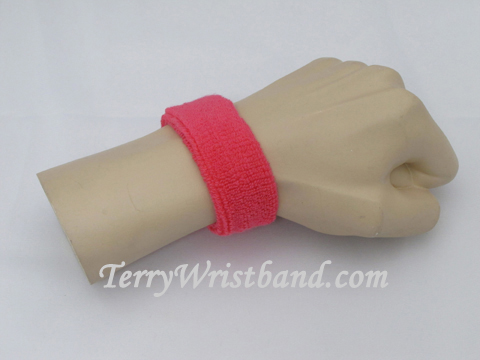 Bright Pink 1inch thin terry wristband - Click Image to Close