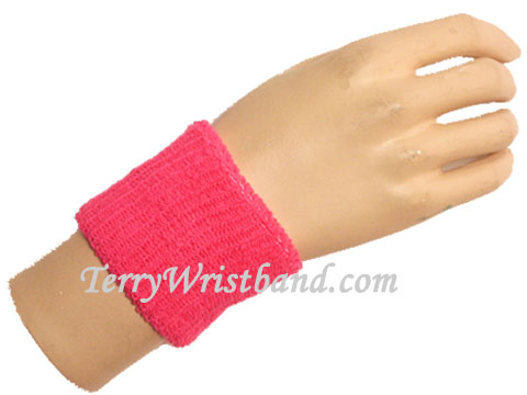 Bright pink cheap 2.5 inch / youth terry wristband - Click Image to Close