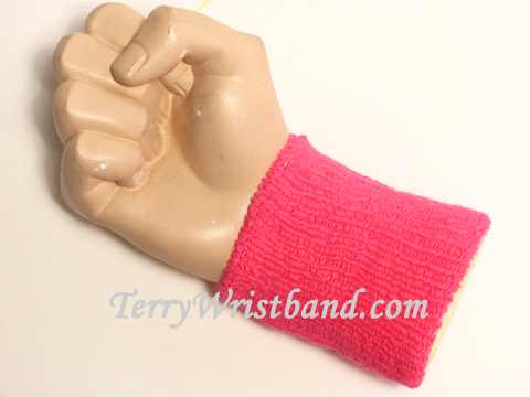 Bright pink cheap terry wristband - Click Image to Close