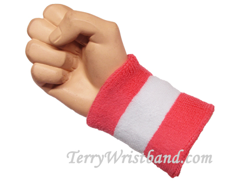 Bright Pink White Bright Pink 2color wristband sweatband, 1PC - Click Image to Close