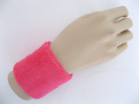 Bright pink youth wristband sweatband terry for sports - Click Image to Close