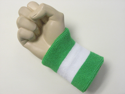 Bright green white bright green 2color wristband sweatband, 1PC - Click Image to Close