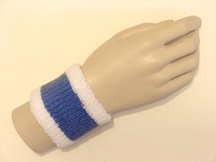 Cerulean blue in white cheap youth terry wristband - Click Image to Close