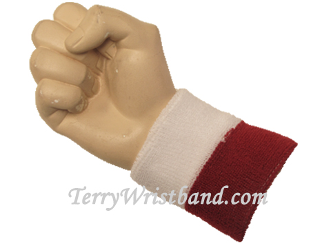 Dark red and white 2color wristband sweatband - Click Image to Close
