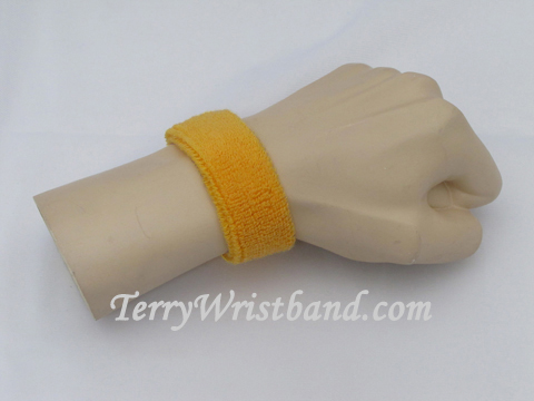 Golden Yellow 1inch thin terry wristband - Click Image to Close