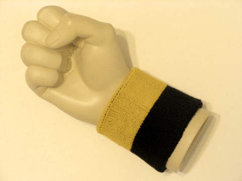 Golden yellow black 2colored wristband sweatband - Click Image to Close