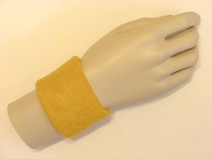 Golden yellow youth wristband sweatband - Click Image to Close