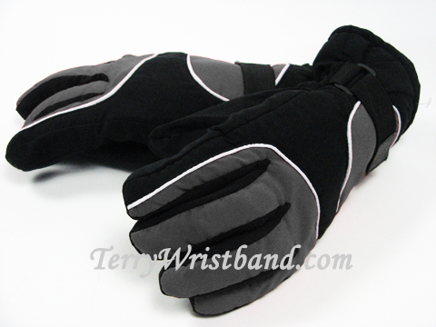 Grey (Gray) Winter Gloves with Palm Grip Patch - Click Image to Close