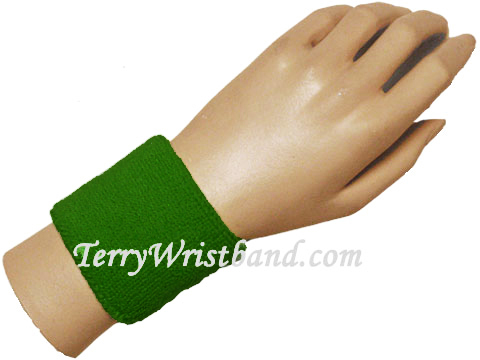 Green 2.5INCH/Youth Terry Wristband - Click Image to Close