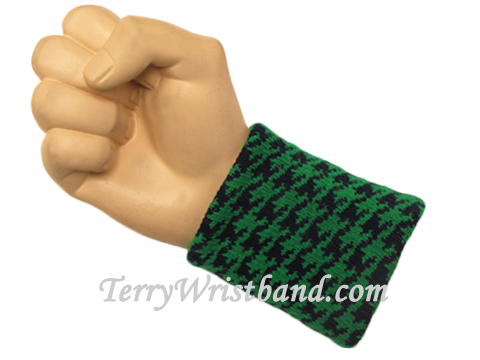 Green Navy Urban Skaters Style Hounds tooth Check Wristbands - Click Image to Close