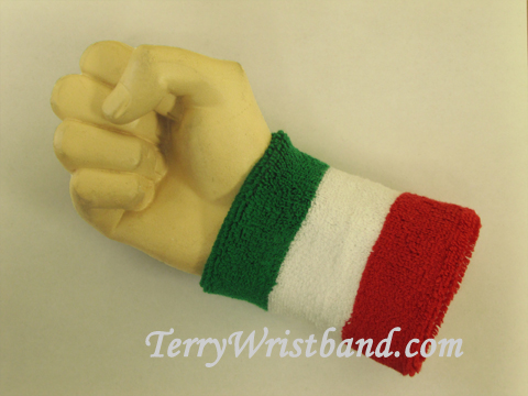 Green White Red 4 inch 3 color wristband sweatband - Click Image to Close