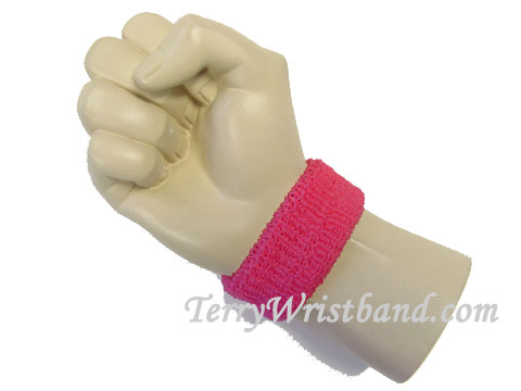 Hot pink cheap 1 inch thin terry wristband