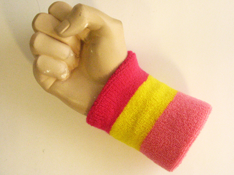 Hot pink bright yellow pink terry wristband sweatband 3color - Click Image to Close