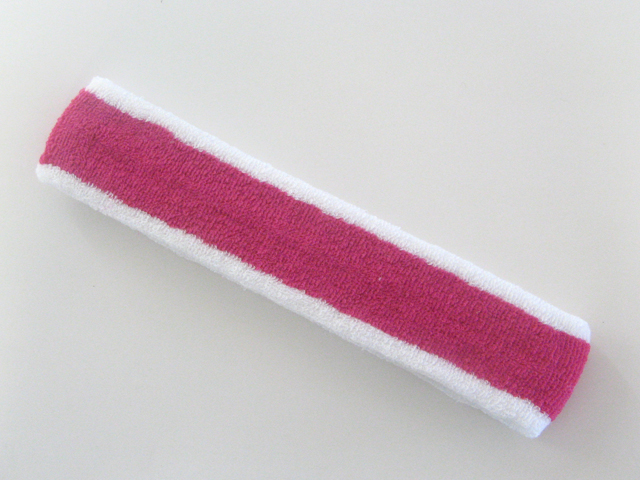 Hot Pink White Long Terry Head Band - Click Image to Close