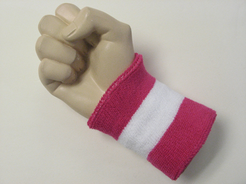Hot pink white hotpink 2color wristband sweatband, 1PC - Click Image to Close