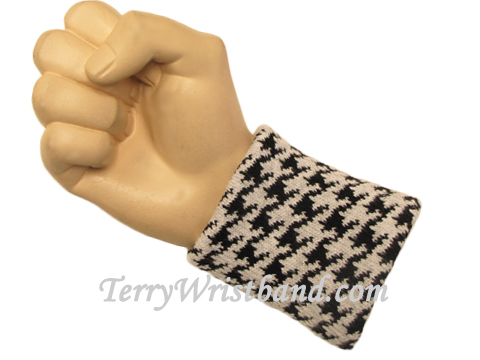 Black Gray Urban Skaters Style Hounds tooth Check Wristbands
