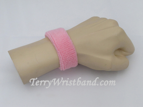 Light Pink 1inch thin terry wristband - Click Image to Close