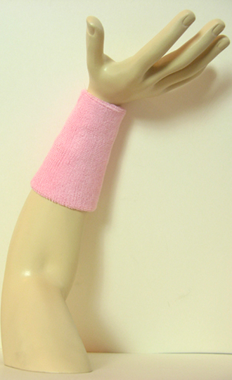 Light pink 6 inch long wristband sweatband - Click Image to Close