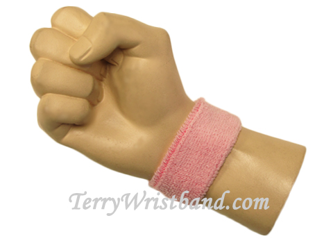 Light Pink baby kids sport terry wristband - Click Image to Close
